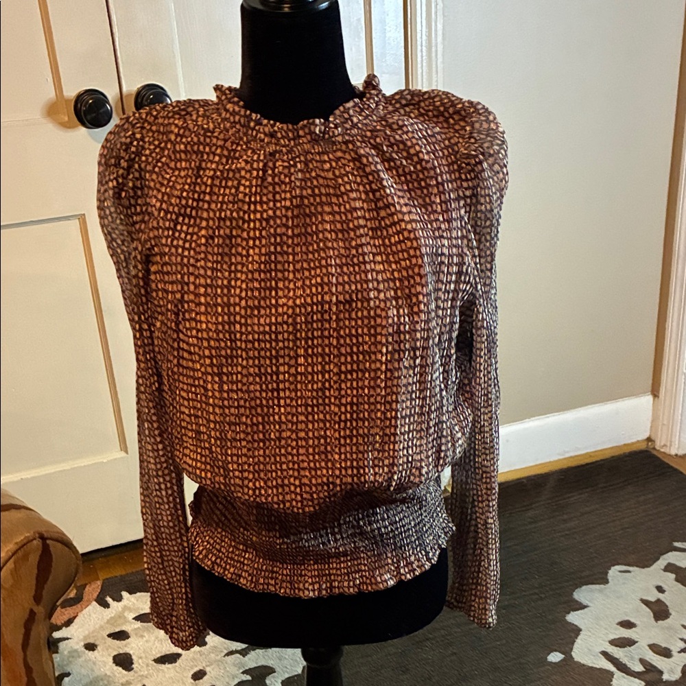 Joie Brown and Black Patterned Blouse